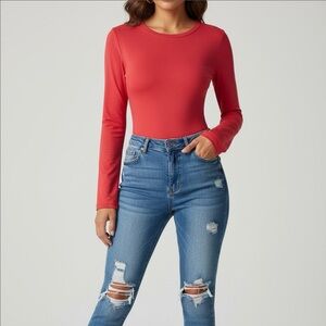 Haute Monde Vibrant Fuchsia Long Sleeve Bodysuit